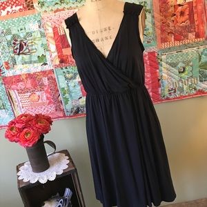 Garnet Hill Black Dress with Silk Accents